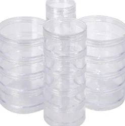 The Beadsmith – Stack Jar 4-Piece Assortment – 2 x 4 Stack, 1 x 5 Stack, 1 x 6 Stack, Pill containers, Empty Pot Jars, refillable Cosmetic containers, Small Plastic Organizers