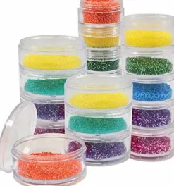 The Beadsmith – Stack Jar 4-Piece Assortment – 2 x 4 Stack, 1 x 5 Stack, 1 x 6 Stack, Pill containers, Empty Pot Jars, refillable Cosmetic containers, Small Plastic Organizers