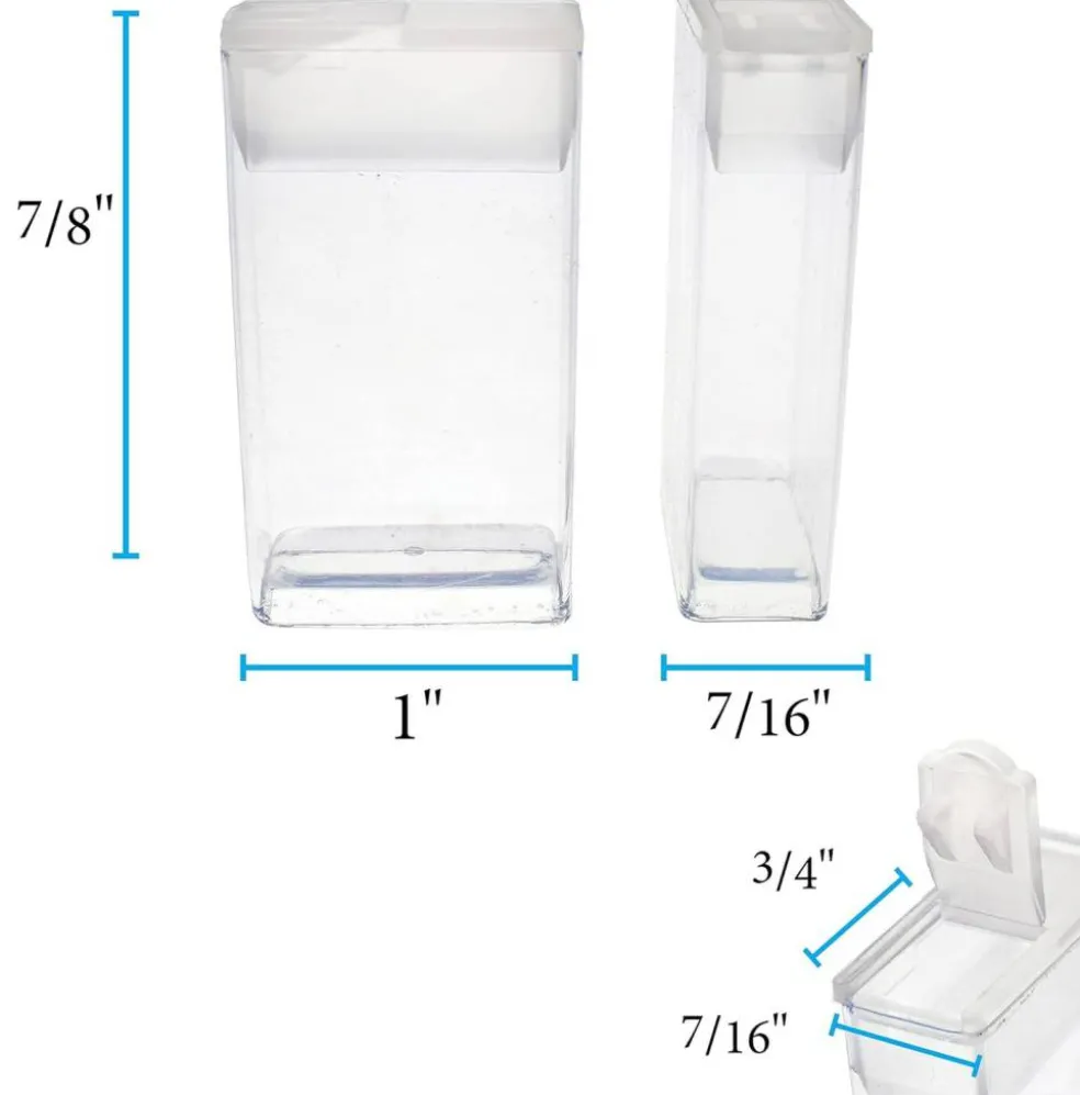The Beadsmith TUBE PLASTIC RECT W/FLIP TOP 7/16 X 1 X 1 7/8-20/BG