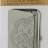 The Beadsmith Two Sided Magnetic Needle Case – Basic Elements – 6.25” x 3.25” x .75”, Snap Closure, One Side Printed with Needle Sizes – Keep Your Needles Organized and in One Place