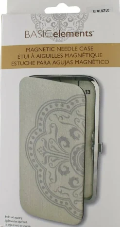 The Beadsmith Two Sided Magnetic Needle Case – Basic Elements – 6.25” x 3.25” x .75”, Snap Closure, One Side Printed with Needle Sizes – Keep Your Needles Organized and in One Place