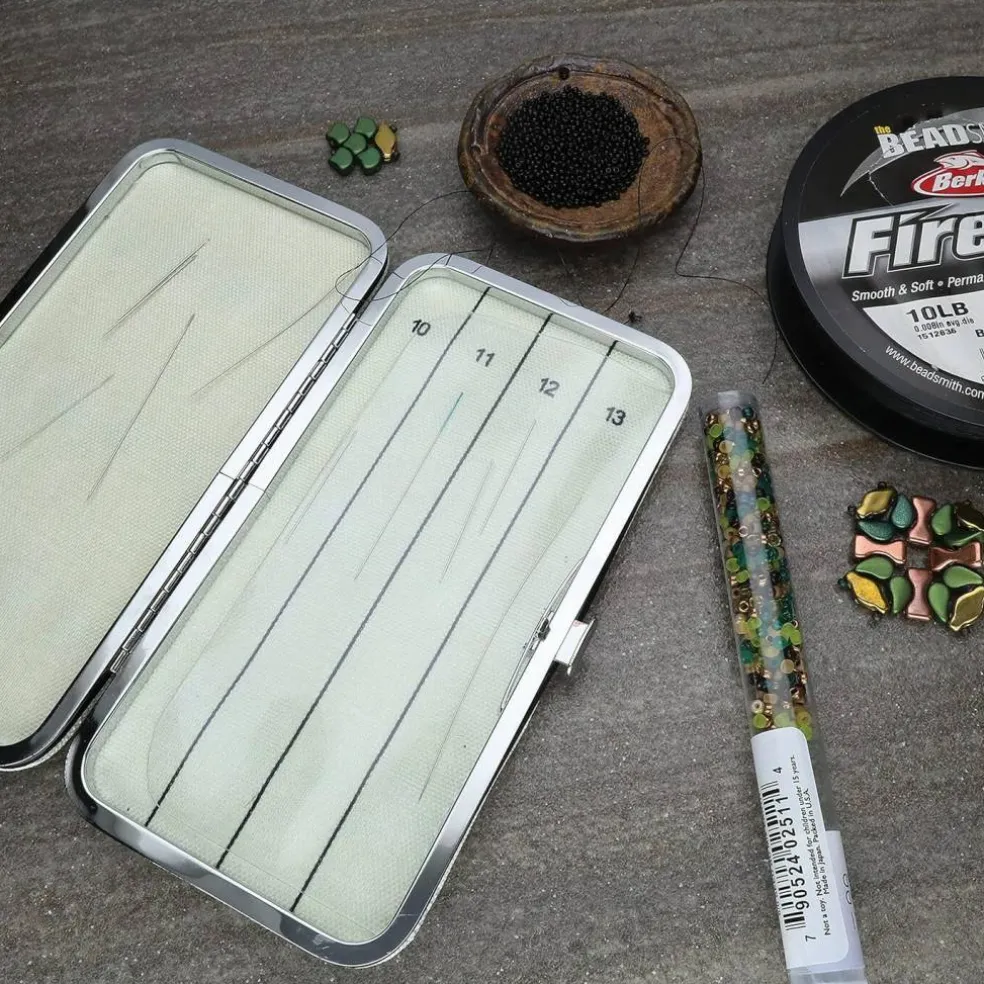 The Beadsmith Two Sided Magnetic Needle Case – Basic Elements – 6.25” x 3.25” x .75”, Snap Closure, One Side Printed with Needle Sizes – Keep Your Needles Organized and in One Place