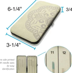The Beadsmith Two Sided Magnetic Needle Case – Basic Elements – 6.25” x 3.25” x .75”, Snap Closure, One Side Printed with Needle Sizes – Keep Your Needles Organized and in One Place