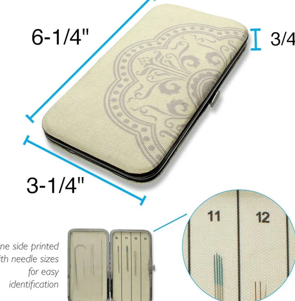 The Beadsmith Two Sided Magnetic Needle Case – Basic Elements – 6.25” x 3.25” x .75”, Snap Closure, One Side Printed with Needle Sizes – Keep Your Needles Organized and in One Place