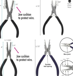 The Beadsmith Wire Working Combo – 3 Different Wire Wrapping Bending Pliers and Double Nylon Jaw Chain Nose Pliers – Use to Create Loops, Jump Rings & Protect Wire While Jewelry Making – 4 Piece Set