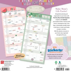 The Very Busy Family Organizer | 2027 12 x 24 Inch (Hanging) Monthly Square Wall Calendar | Matte Paper and Sticker Sheet | Plastic-Free