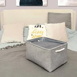 TheWarmHome Storage Bins for Shelves - 11.8x7.9x5.2 inch Grey Small Storage Baskets for Organizing, Fabric Storage Cubes Closet Organizer for Home Nursery Baby Toy Gift Laundry Organization Decorative (Gray)