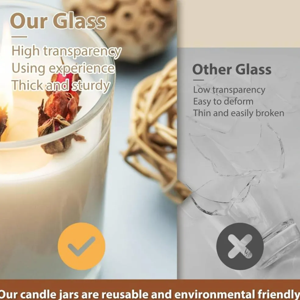 Thick Candle Jars for Making Candles 12 Pcs, 7 OZ (Clear)