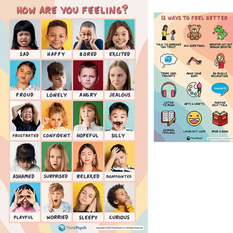 ThinkPsych® 11" x 17" Laminated Feelings & Coping Posters Set