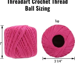 Threadart Cotton Crochet Thread - 30 Color Options - Size 10 and Size 3 - 100% Pure Cotton