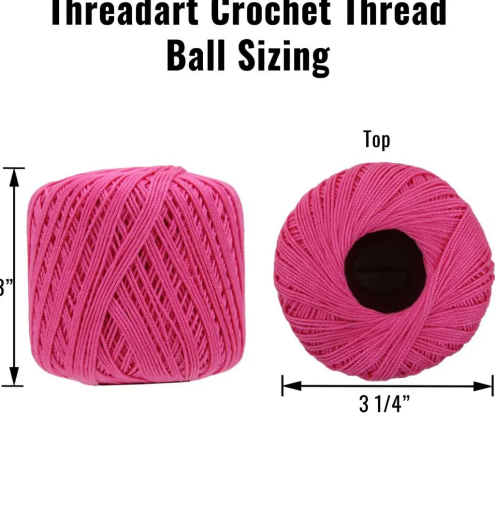 Threadart Cotton Crochet Thread - 30 Color Options - Size 10 and Size 3 - 100% Pure Cotton
