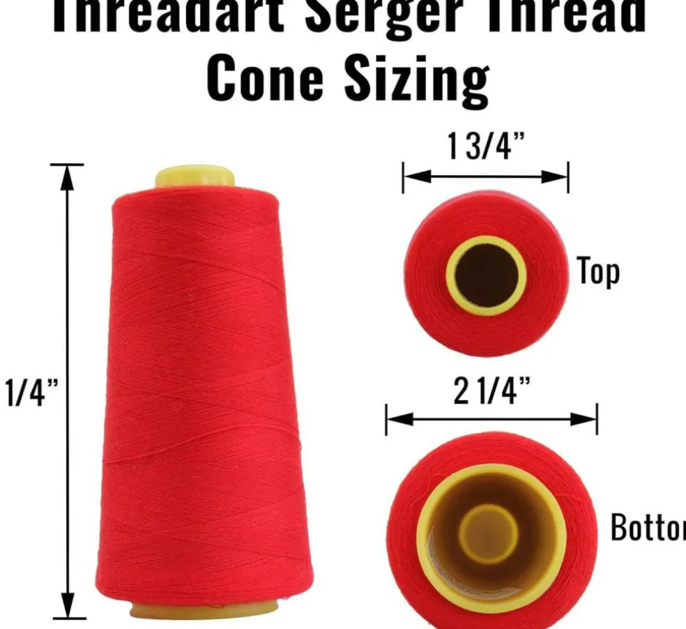 Threadart Polyester Serger Thread - 2750 yds 40/2 - 4 Cone Bundle Pack - 56 Colors Available -