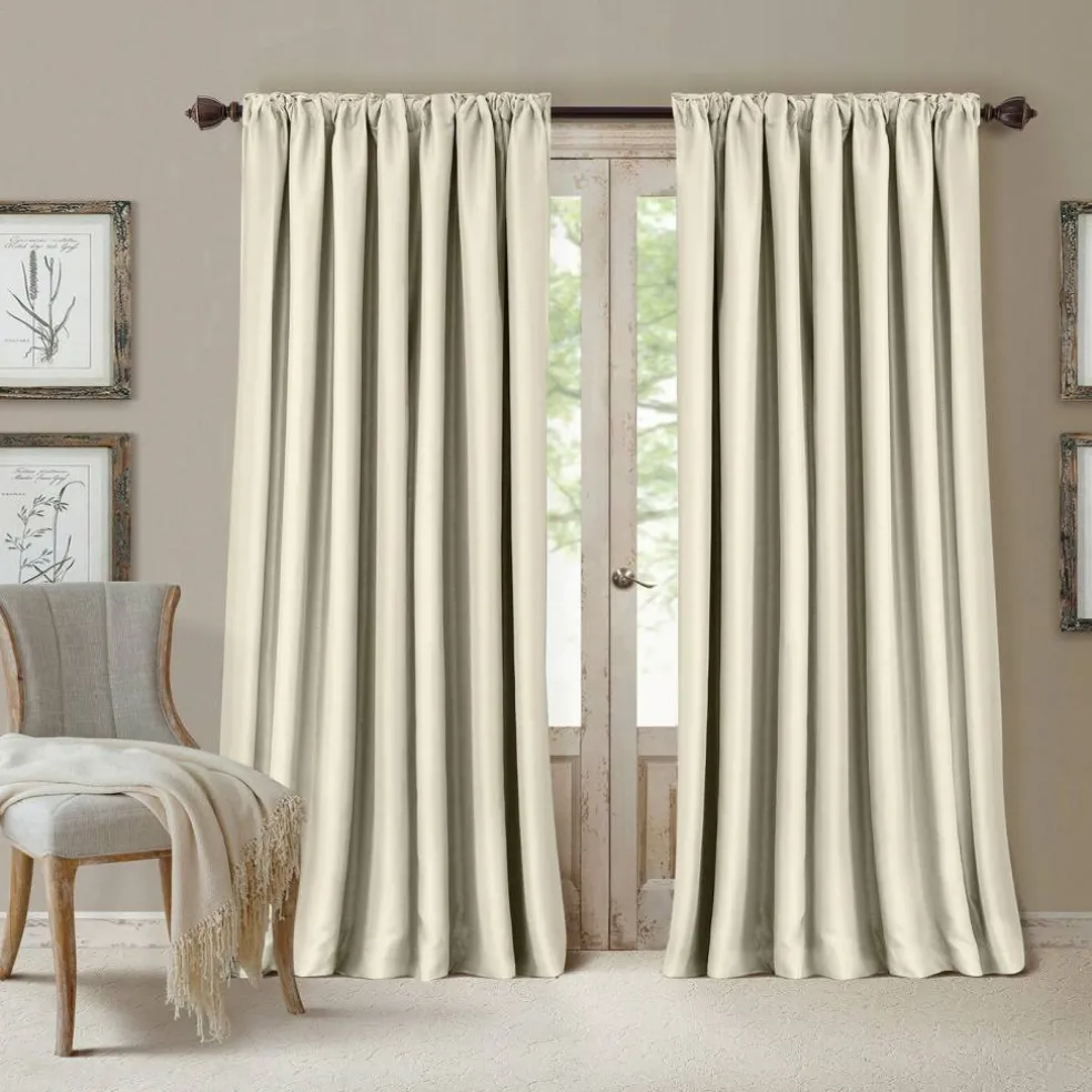 Threadmade All Seasons Blackout Window Curtain, Taupe - 52"W x 84"L