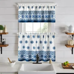 Threadmade Amani Tile Kitchen Valance, Ivory - 60