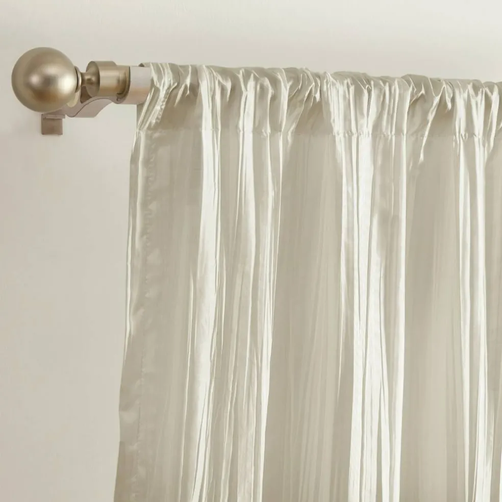 Threadmade Athena Faux Silk Window Curtain and Scarf Set, Red - 52"W x 108"L