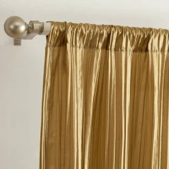 Threadmade Athena Faux Silk Window Curtain and Scarf Set, Red - 52