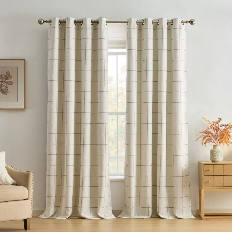 Threadmade Brighton Grommet Window Curtain Panel, Black - 52"W x 84"L