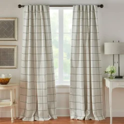 Threadmade Brighton Rod Pocket Back Tab Window Curtain Panel, Black - 52