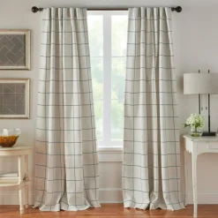 Threadmade Brighton Rod Pocket Back Tab Window Curtain Panel, Black - 52