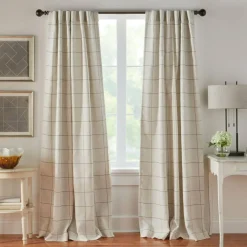 Threadmade Brighton Rod Pocket Back Tab Window Curtain Panel, Black - 52