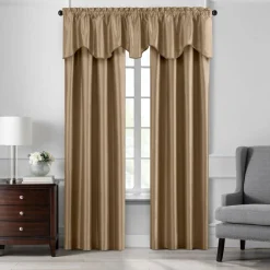 Threadmade Colette Faux Silk Scalloped Window Valance, Ivory - 50