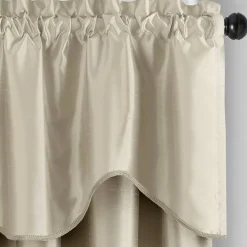 Threadmade Colette Faux Silk Scalloped Window Valance, Ivory - 50