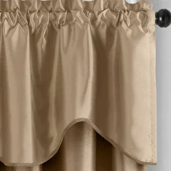 Threadmade Colette Faux Silk Scalloped Window Valance, Ivory - 50