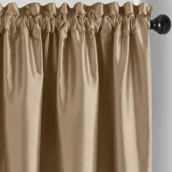 Threadmade Colette Faux Silk Blackout Window Curtain, Taupe - 52"W x 108"L