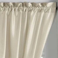 Threadmade Colette Faux Silk Blackout Window Curtain, Taupe - 52