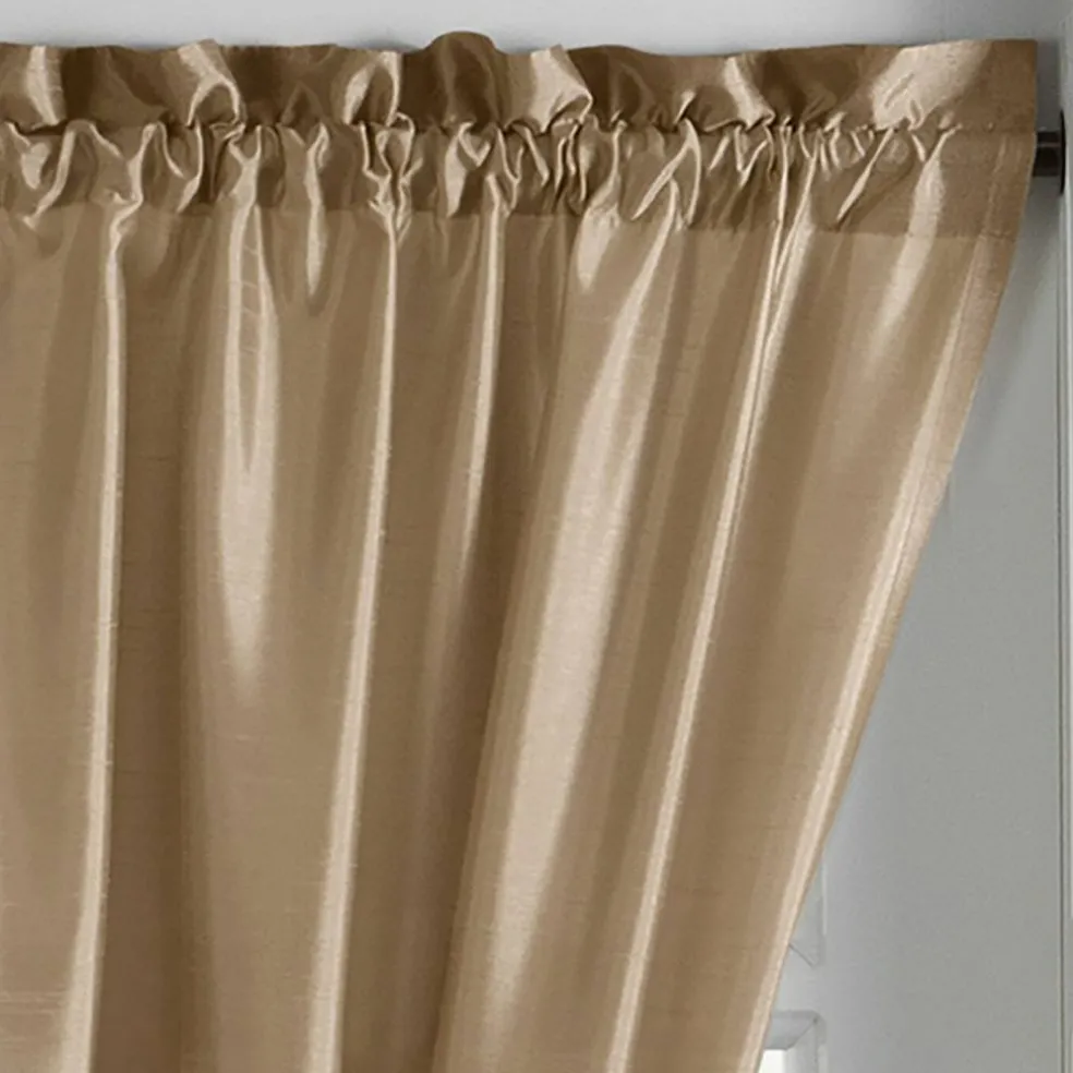 Threadmade Colette Faux Silk Blackout Window Curtain, Taupe - 52"W x 108"L