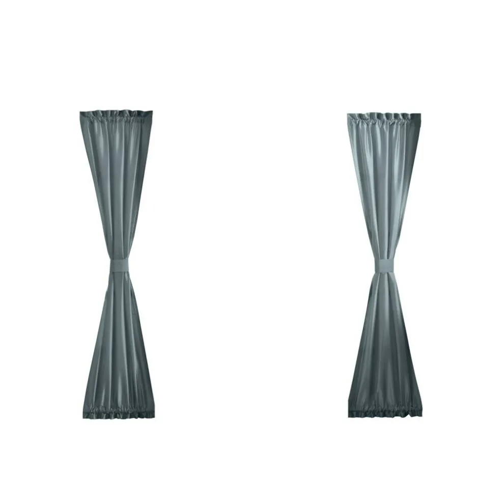 Threadmade Colette Faux Silk Blackout Window Curtain, Taupe - 52"W x 108"L