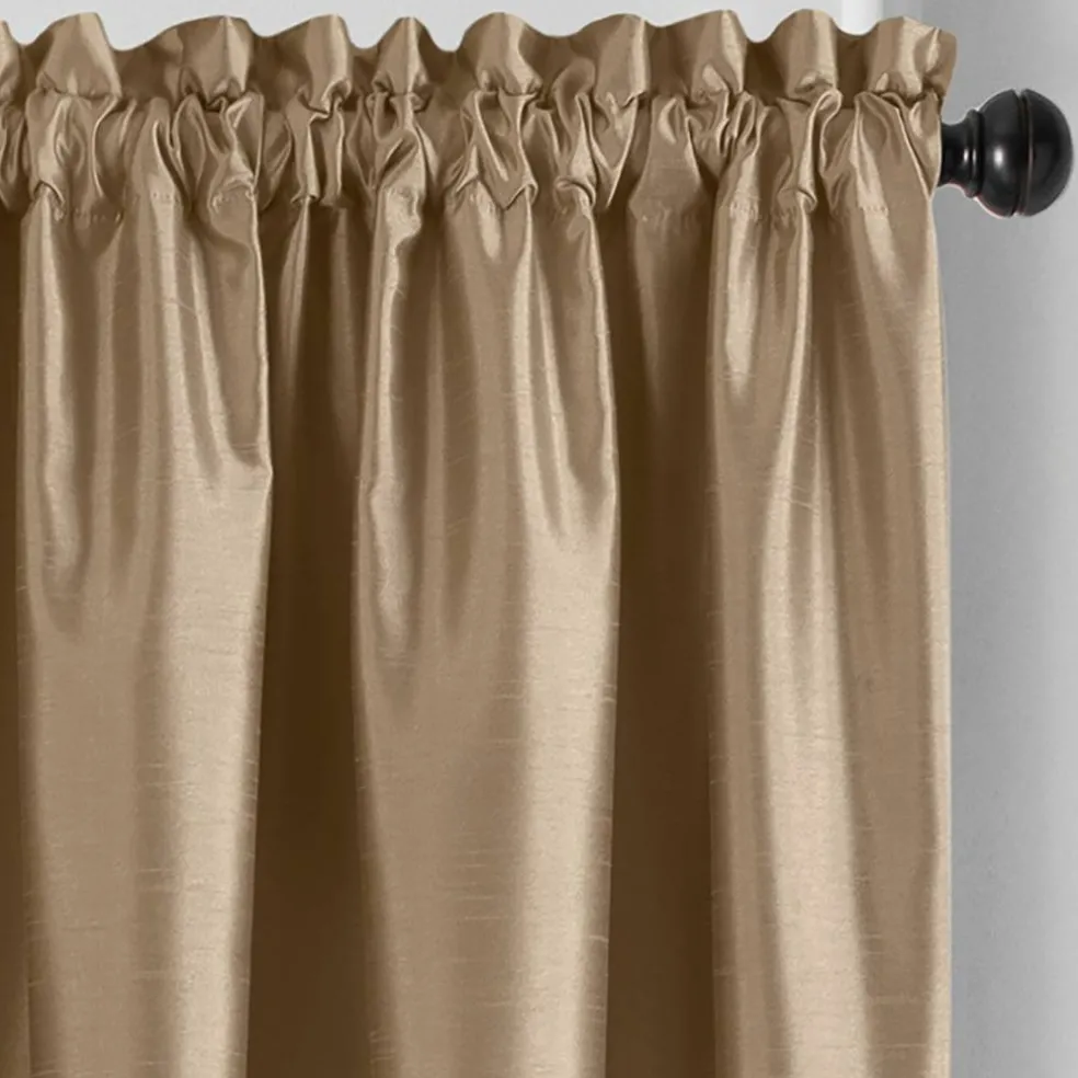 Threadmade Colette Faux Silk Blackout Window Curtain, Taupe - 52"W x 108"L