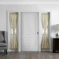 Threadmade Colette Faux Silk Blackout Window Curtain, Taupe - 52
