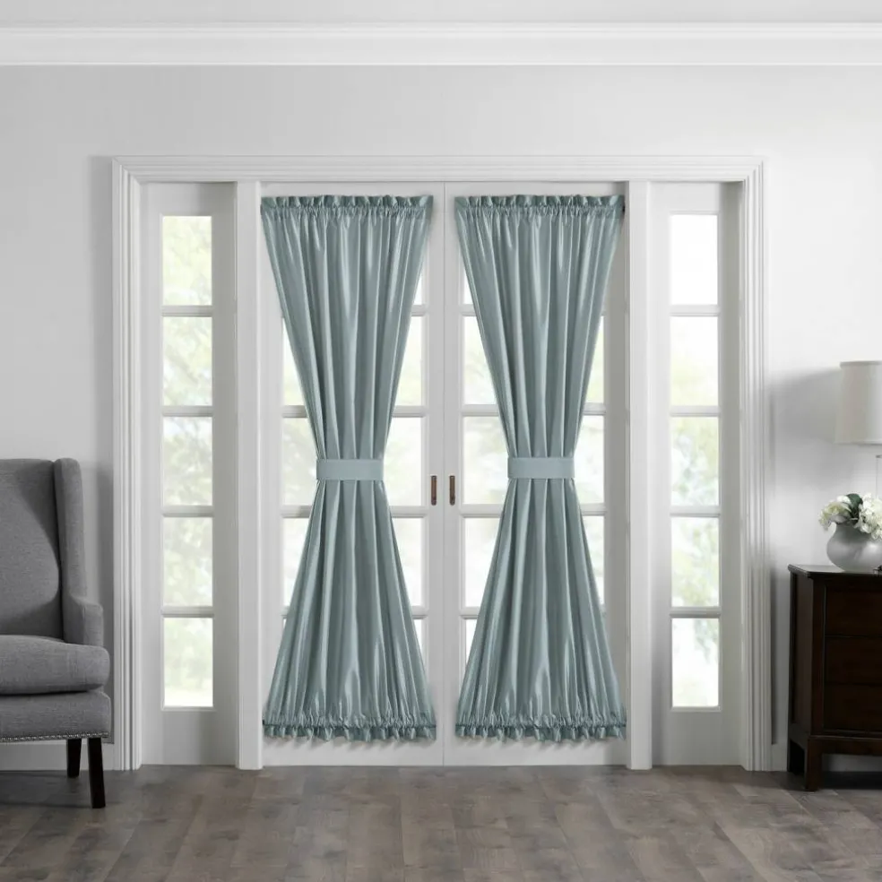 Threadmade Colette Faux Silk Blackout Window Curtain, Taupe - 52"W x 108"L