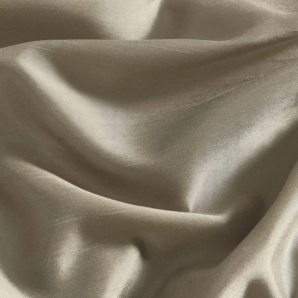 Threadmade Colette Faux Silk Blackout Window Curtain, Taupe - 52"W x 108"L