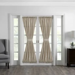 Threadmade Colette Faux Silk Blackout Window Curtain, Taupe - 52