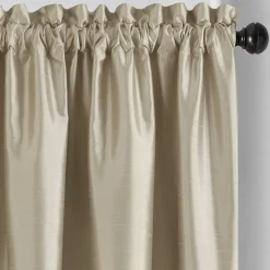 Threadmade Colette Faux Silk Blackout Window Curtain, Taupe - 52