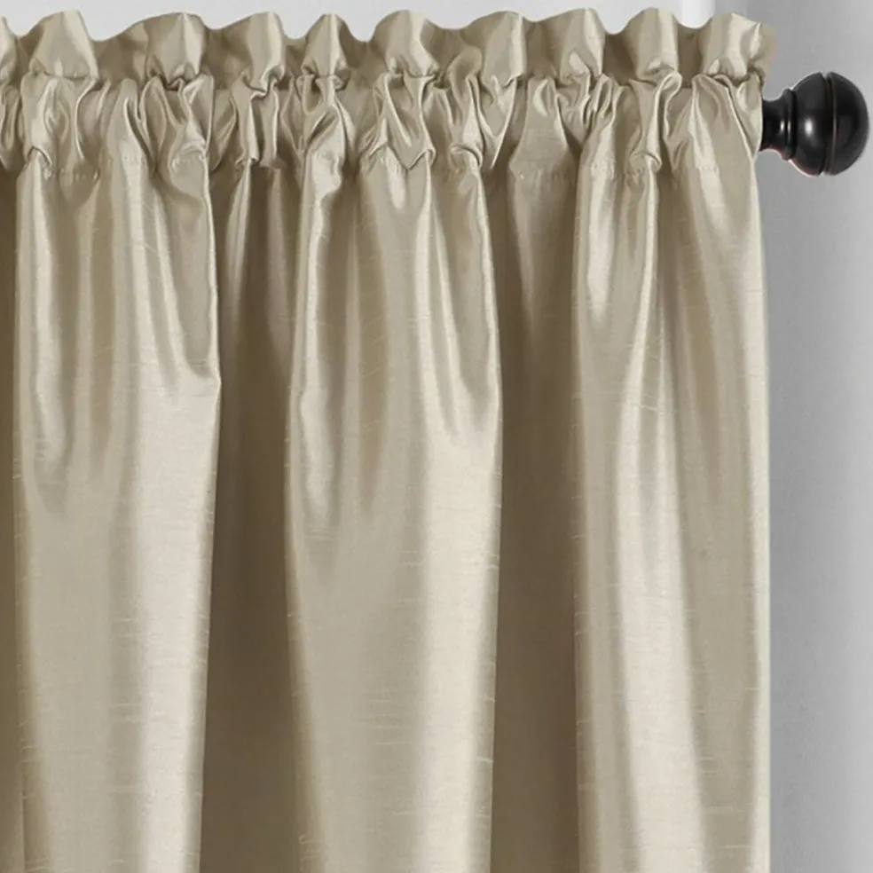 Threadmade Colette Faux Silk Blackout Window Curtain, Taupe - 52"W x 108"L