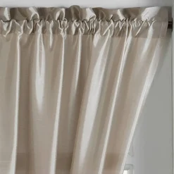Threadmade Colette Faux Silk Blackout Window Curtain, Taupe - 52