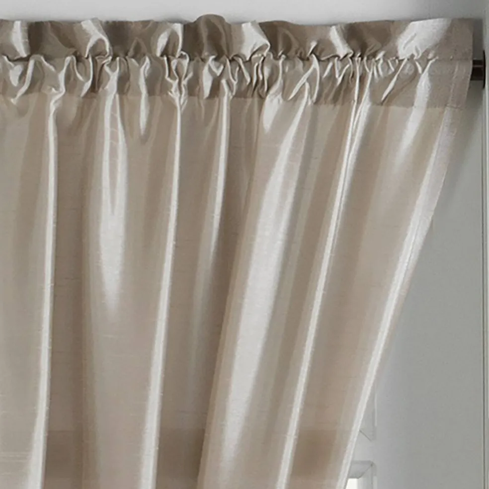 Threadmade Colette Faux Silk Blackout Window Curtain, Taupe - 52"W x 108"L