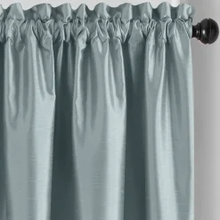Threadmade Colette Faux Silk Blackout Window Curtain, Taupe - 52