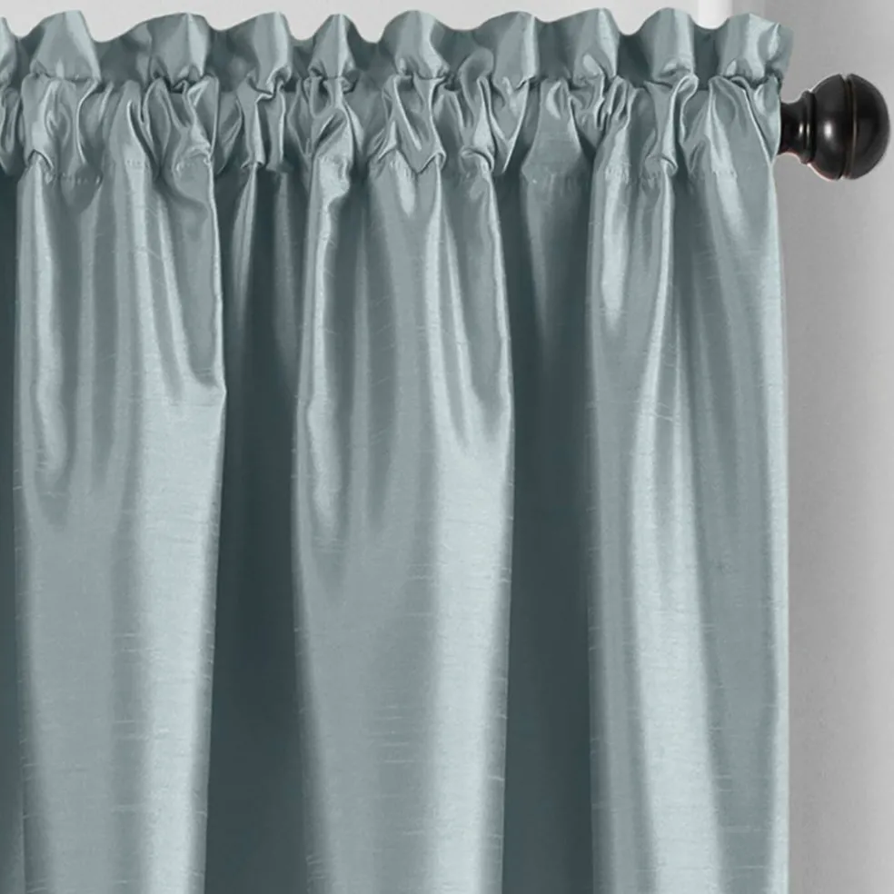 Threadmade Colette Faux Silk Blackout Window Curtain, Taupe - 52"W x 108"L