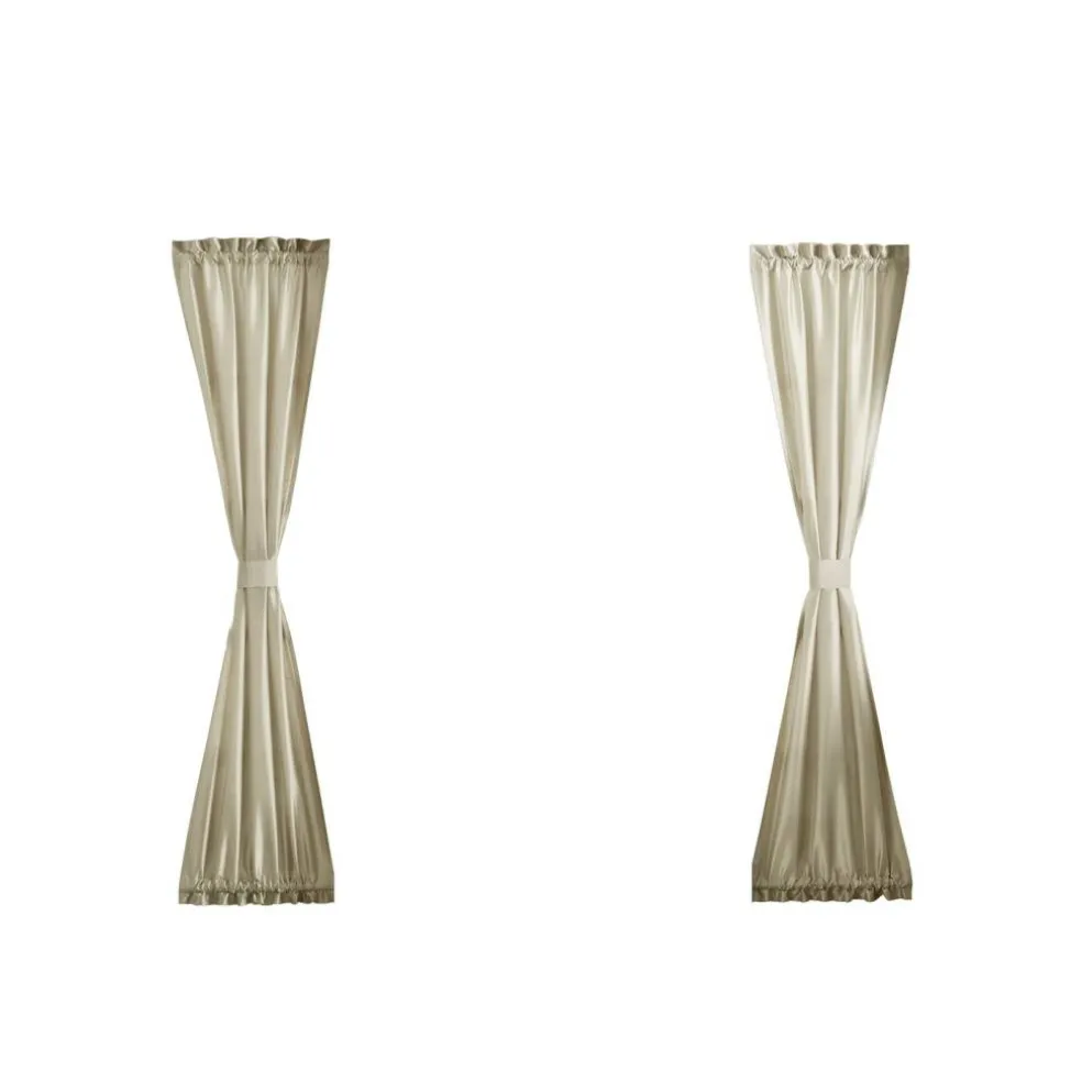 Threadmade Colette Faux Silk Blackout Window Curtain, Taupe - 52"W x 108"L