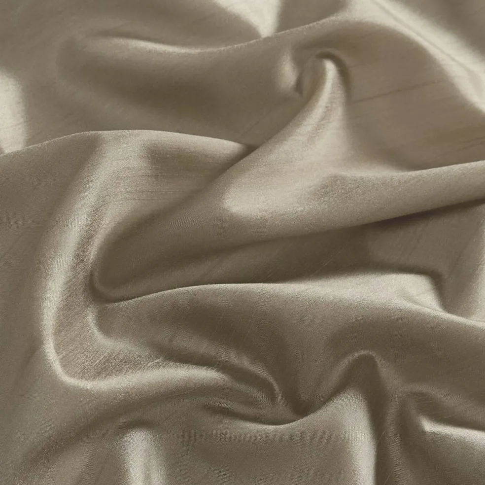 Threadmade Colette Faux Silk Blackout Window Curtain, Taupe - 52"W x 108"L