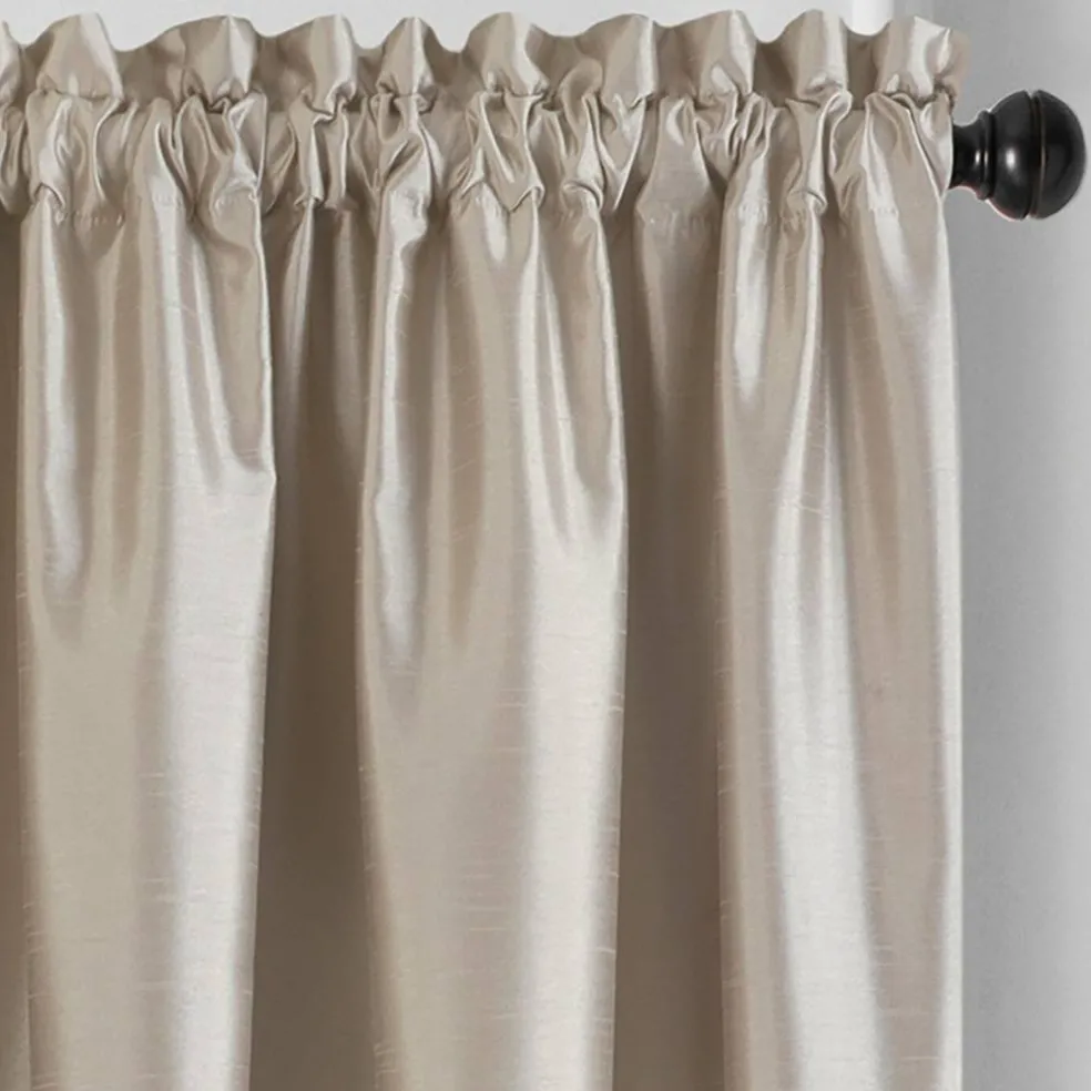 Threadmade Colette Faux Silk Blackout Window Curtain, Taupe - 52"W x 108"L