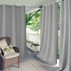Threadmade Connor Solid Indoor/Outdoor Window Curtain, Gray - 52"W x 95"L