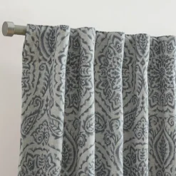 Threadmade Giovanni Medallion Blackout Window Curtain Panel, Blue - 52