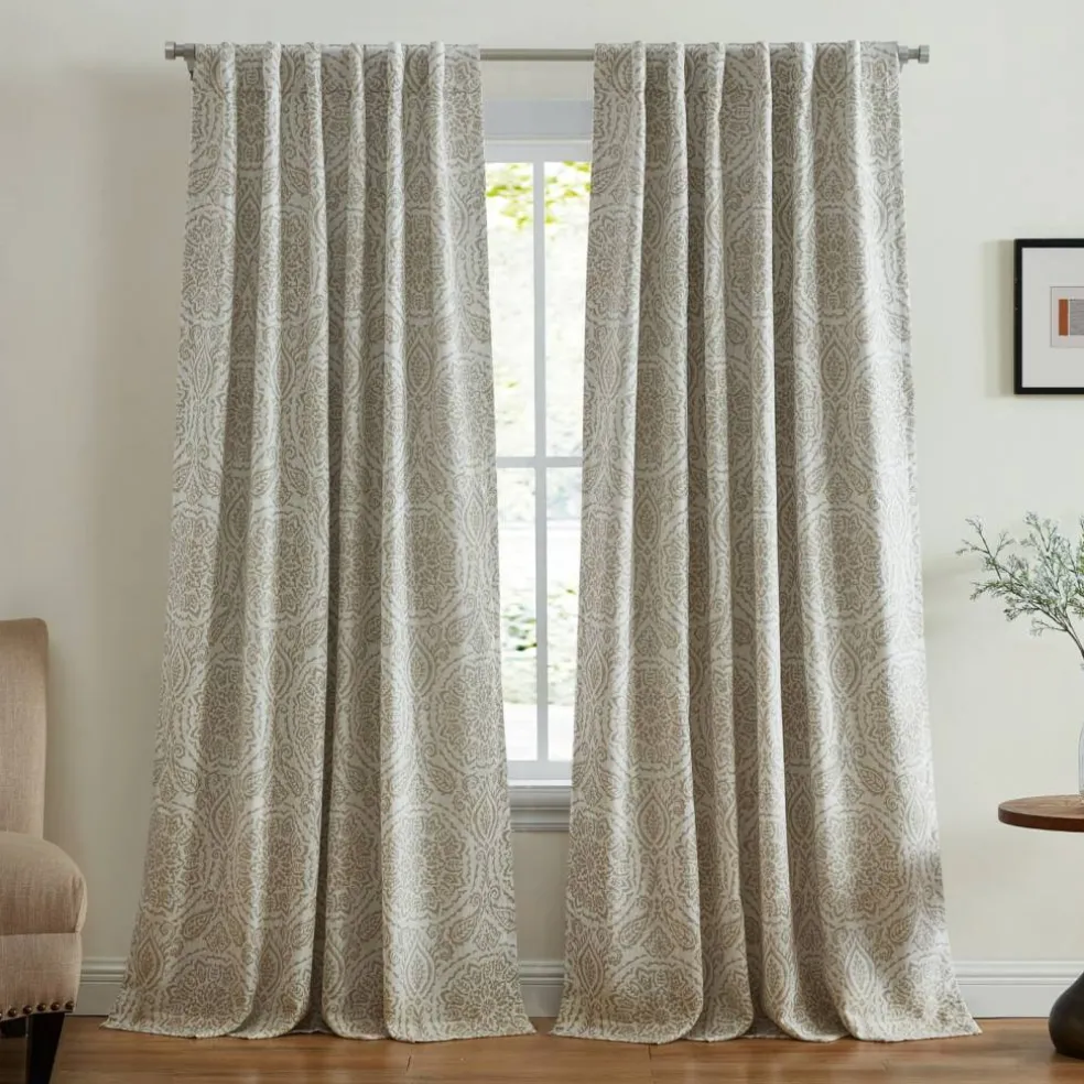 Threadmade Giovanni Medallion Blackout Window Curtain Panel, Blue - 52"W x 84"L
