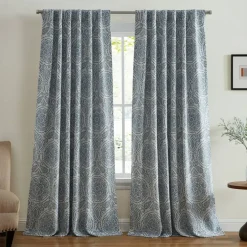 Threadmade Giovanni Medallion Blackout Window Curtain Panel, Blue - 52