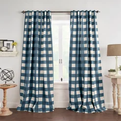 Threadmade Grainger Rod Pocket Back Tab Window Curtain, Indigo - 52"W x 63"L